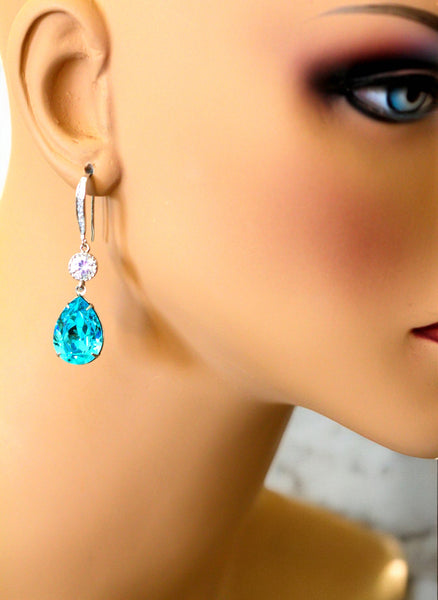 Turquoise Earrings and Necklace Set Jewelry Set Long Bridal Earrings TQ31JS