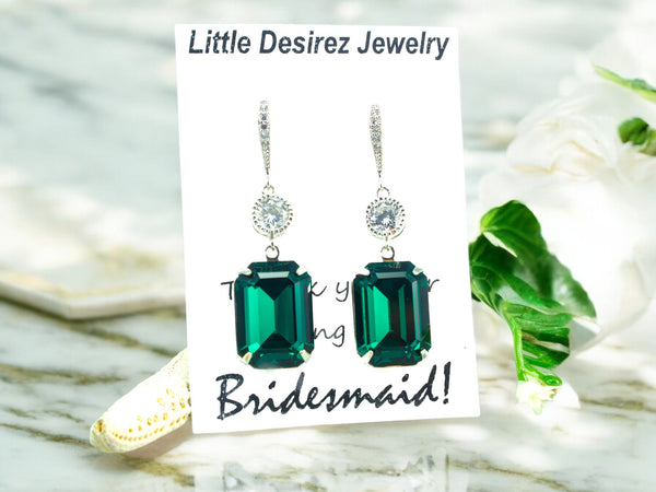 Earrings and Necklace Set Earrings Dangle Earrings Emerald Earrings Bridesmaid Gift Emerald Bracelet Wedding Jewelry EM41JS