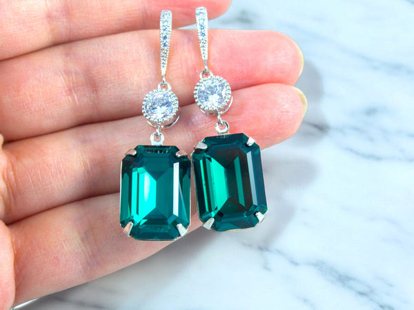 Earrings and Necklace Set Earrings Dangle Earrings Emerald Earrings Bridesmaid Gift Emerald Bracelet Wedding Jewelry EM41JS