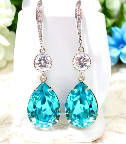 Turquoise Earrings and Necklace Set Jewelry Set Long Bridal Earrings TQ31JS