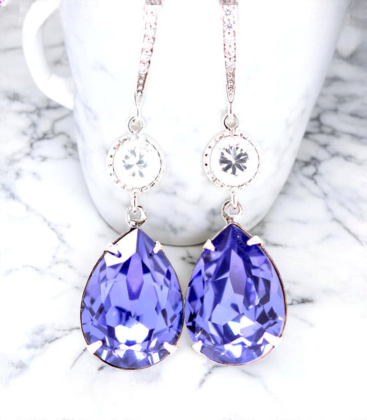 Purple Earrings Lavender Bridal Earrings  Crystal Tanzanite Earrings Bridesmaid Earrings Purple Jewelry Hypoallergenic TZ31HC