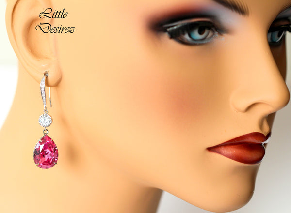 Bridal Earrings and Necklace Set Long Crystal Earrings Dangle Earrings Bridesmaid Jewelry RP31JS