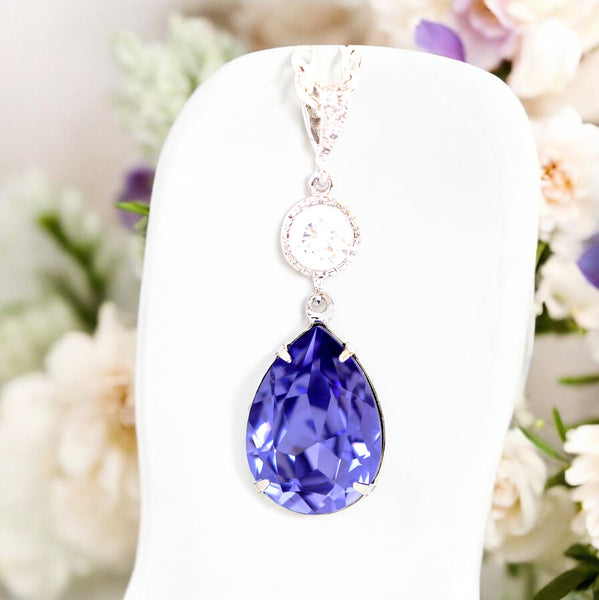 Purple Necklace Tanzanite Necklace  Necklace Bridesmaid Necklace Dark Purple Necklace Teardrop Pendant Necklace TZ31N