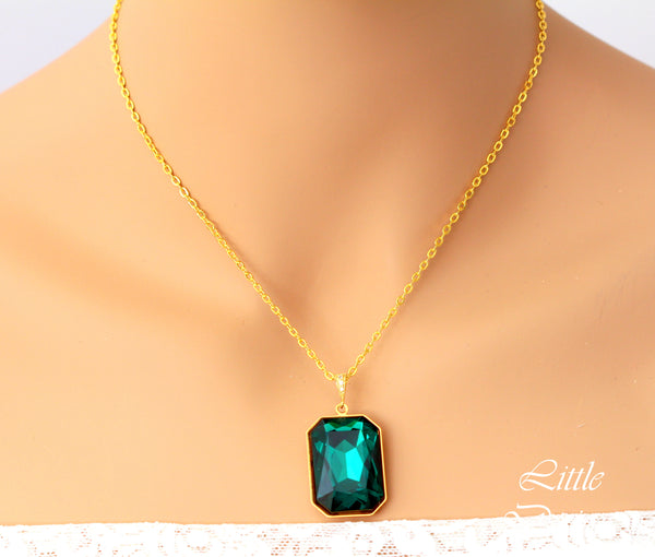 Emerald Green Jewelry Green Necklace Statement Necklace Large Pendant Necklace EM41N