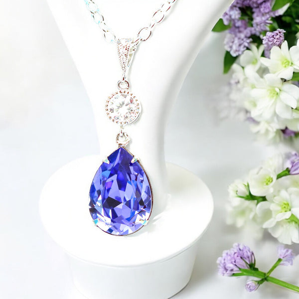 Purple Necklace Tanzanite Necklace  Necklace Bridesmaid Necklace Dark Purple Necklace Teardrop Pendant Necklace TZ31N