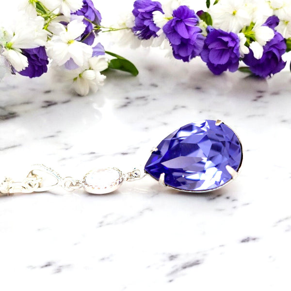 Purple Necklace Tanzanite Necklace  Necklace Bridesmaid Necklace Dark Purple Necklace Teardrop Pendant Necklace TZ31N