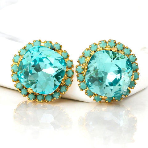 Blue Bridal Earrings Crystal Stud Earrings TQ50S