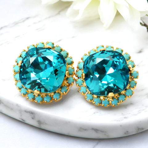 Blue Bridal Earrings Dark Blue Earrings Austrian Crystal IN50S