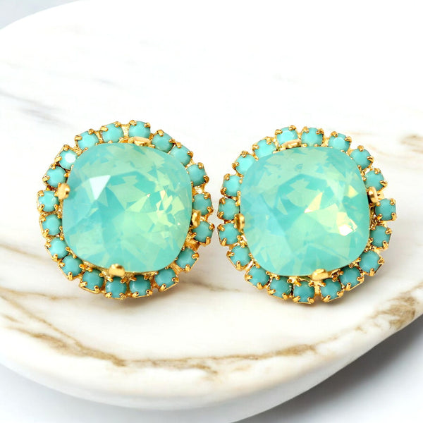 Mint Opal Stud Earrings Sea Foam Pacific Opal MT50S