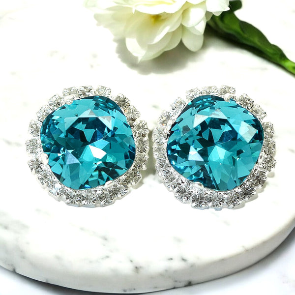 Bridal Blue Earrings Wedding Earrings IN50S