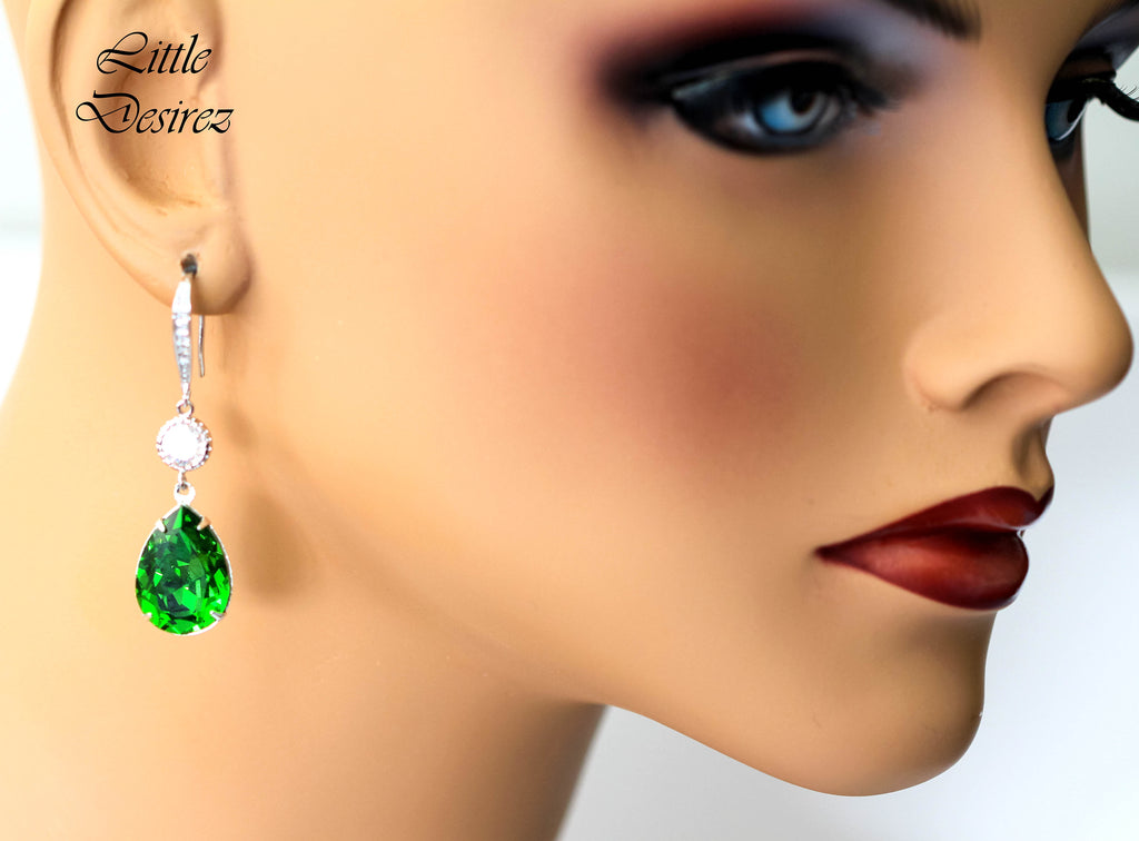 Long Crystal Drop Earrings Vintage Colors Flower Earrings Wedding –  TulleLux Bridal Crowns & Accessories