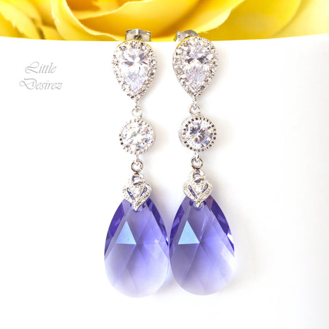 Purple Earrings Bridesmaid Gift Swarovski Tanzanite TZ32PC