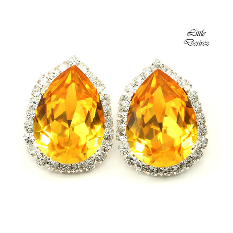 Yellow Earrings Stud Earrings Swarovski Crystal Sunflower Earrings Post Earrings LT31S